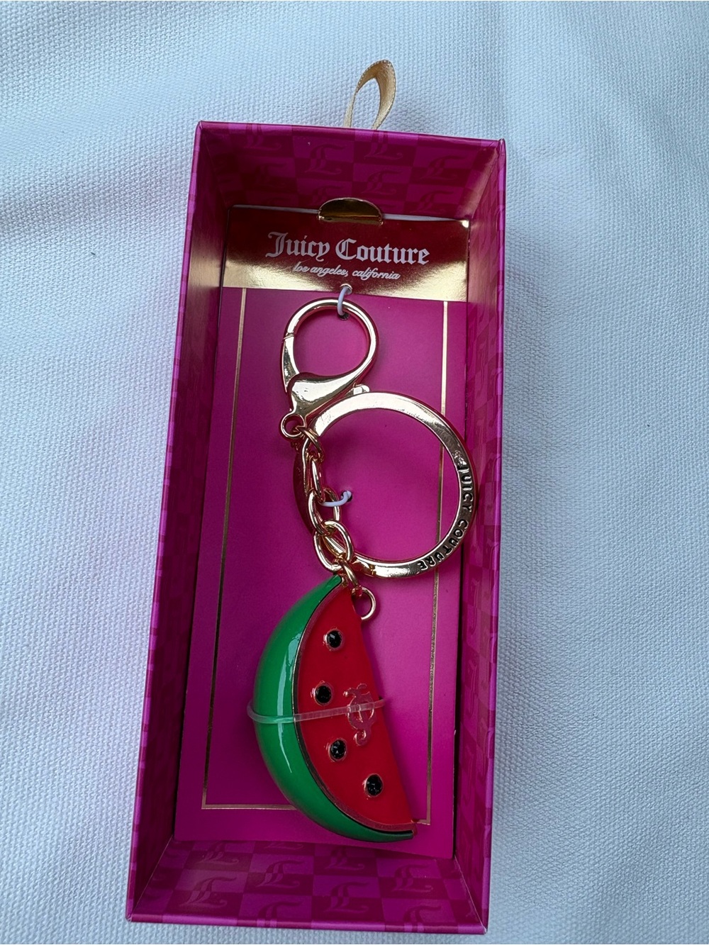 Juicy Couture Pink & Gold Watermelon Charm Keyring